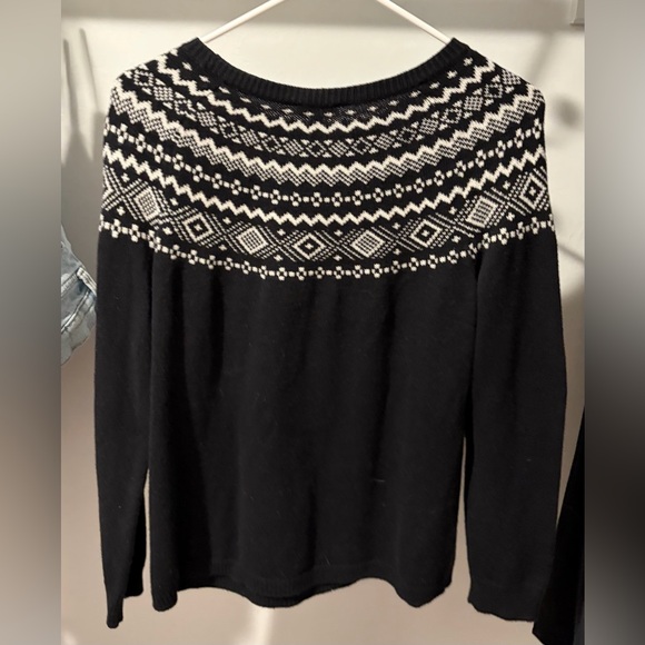 Talbots Black and White Geometric Sweater - Picture 2 of 3